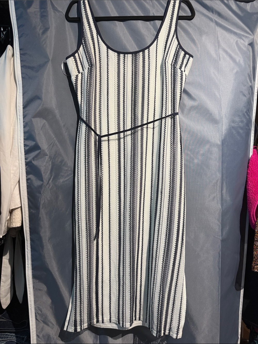 Sam Edelman White & Navy Striped Midi Tank Dress